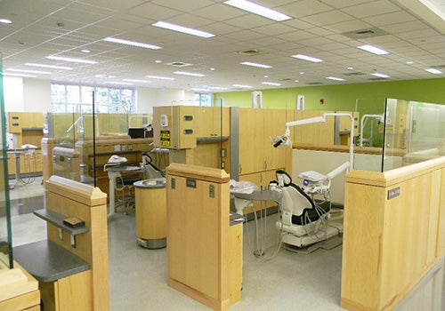 Comprehensive Dentistry Suite, 2200 Ledyard E. Ross Hall - Our Comprehensive Dentistry Suite, sometimes call the "student clinic," accommodates 48 dental chairs, each replicating an operatory in a private practice. Students provide care for patients in this suite and refine their skills and knowledge in general dentistry under the close supervision of our outstanding ECU faculty dentists.